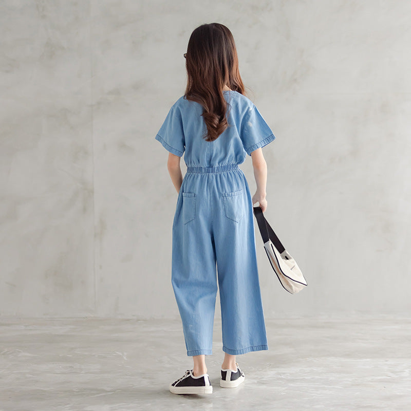 CUHK Girl Korean Style One-piece Wide-leg Pants