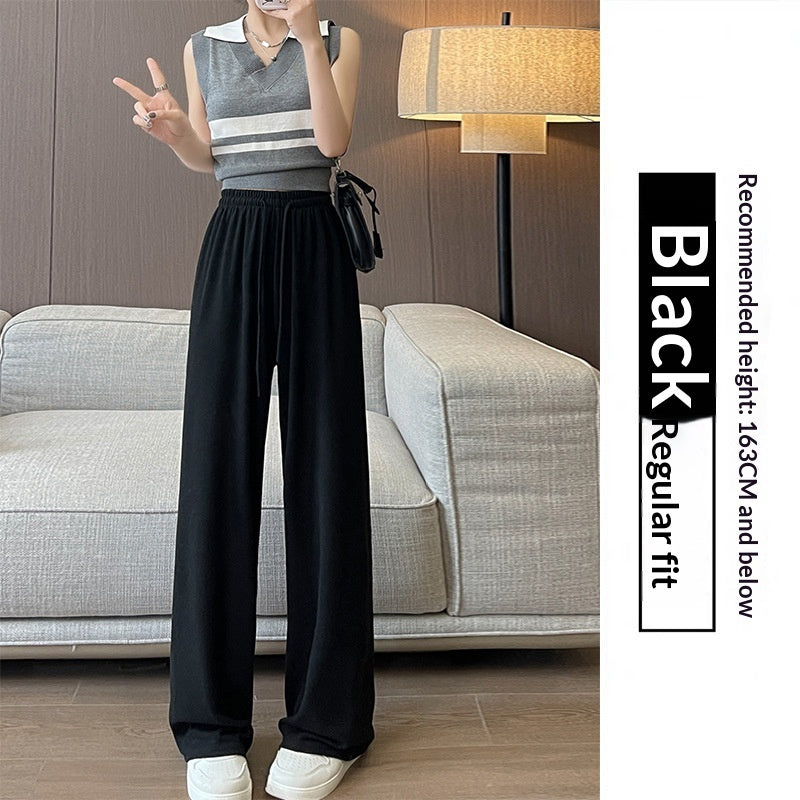 High-waisted Straight-leg Knit Wide-leg Pants For Women