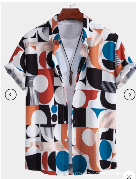 Fashion Men's Art Printed Short Sleeve Shirt