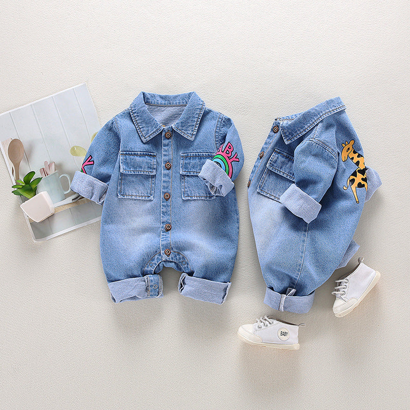 Baby Boy & Girl Denim Printing Jumpsuit
