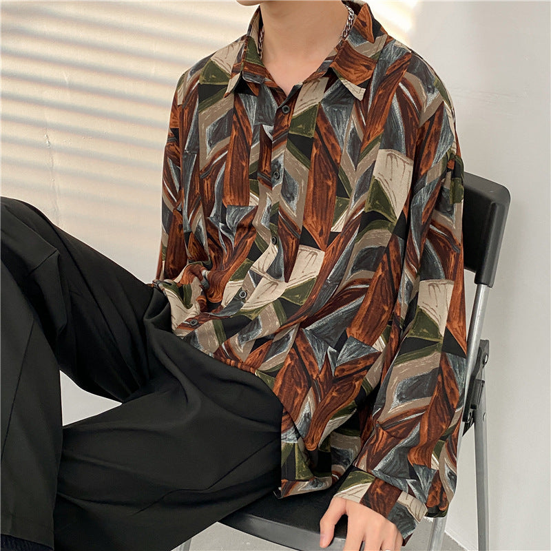 Mens Temperament Fashion Casual Printed Shirt (Available)