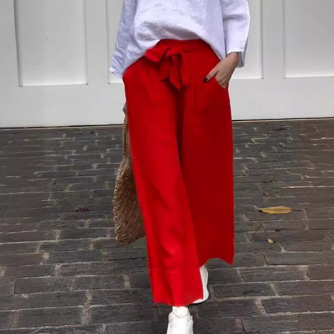 Women's Lightweight Adjustable High Waist Loose Trousers With Pockets