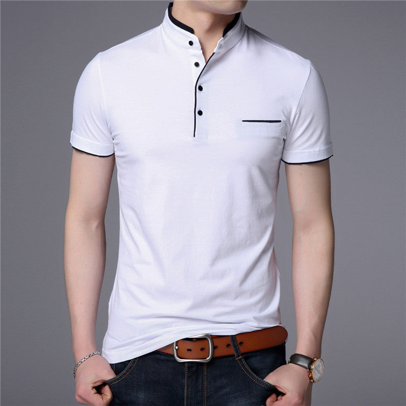 Short sleeve stand collar T-shirt
