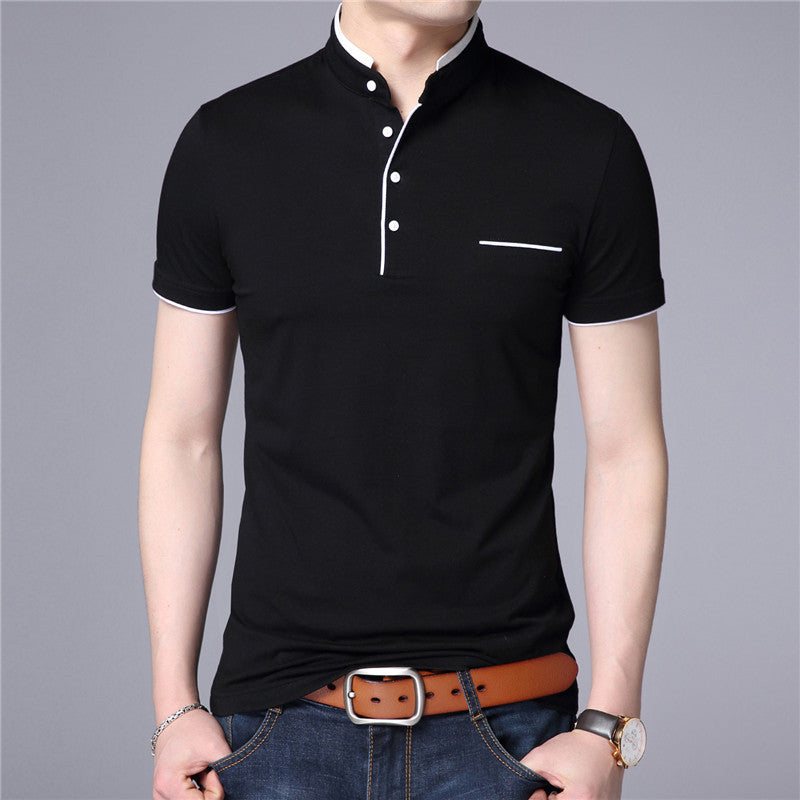 Short sleeve stand collar T-shirt