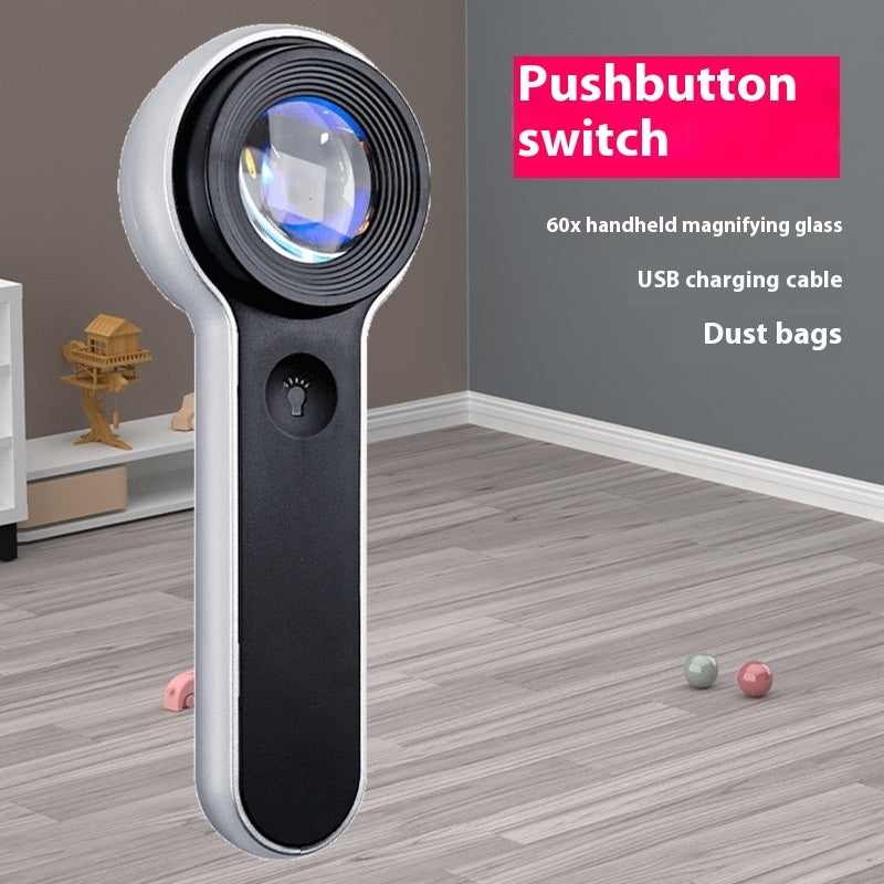 Led Magnifying Glass 60 Times HD Portable USB Charging