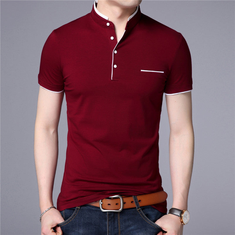 Short sleeve stand collar T-shirt