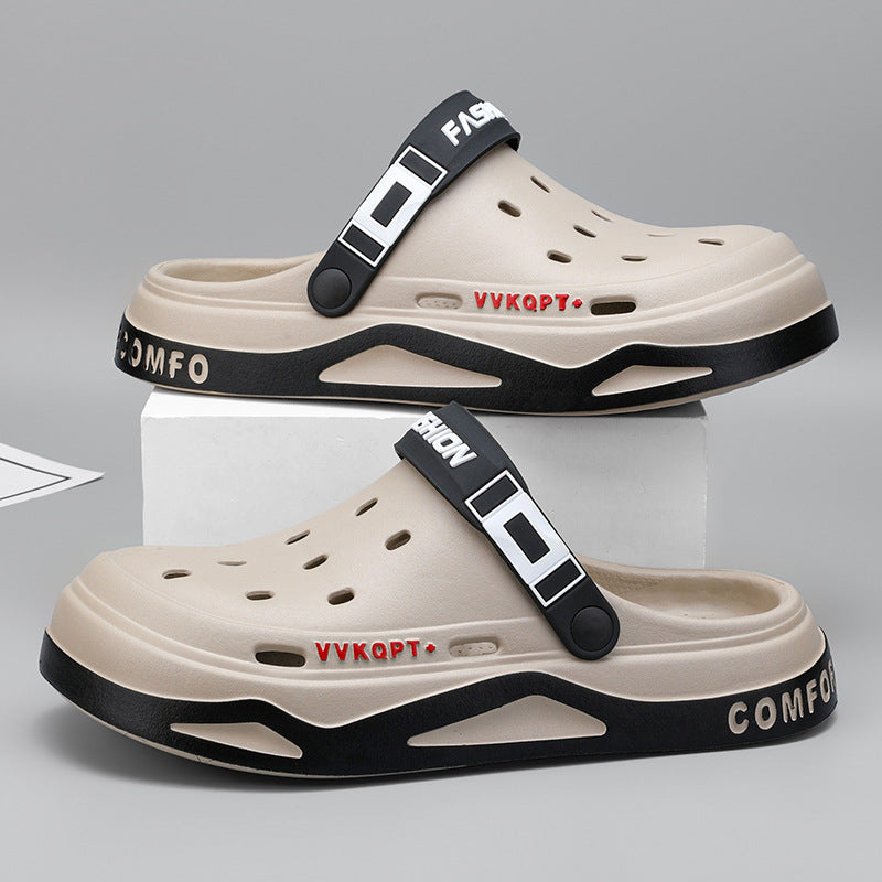 Sandals Summer Breathable Closed Toe Men's Slippers Dual-use Beach Shoes