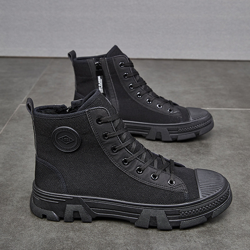 Breathable Men's High-top Non-slip Wear-resistant Side Zipper Protective Shoes