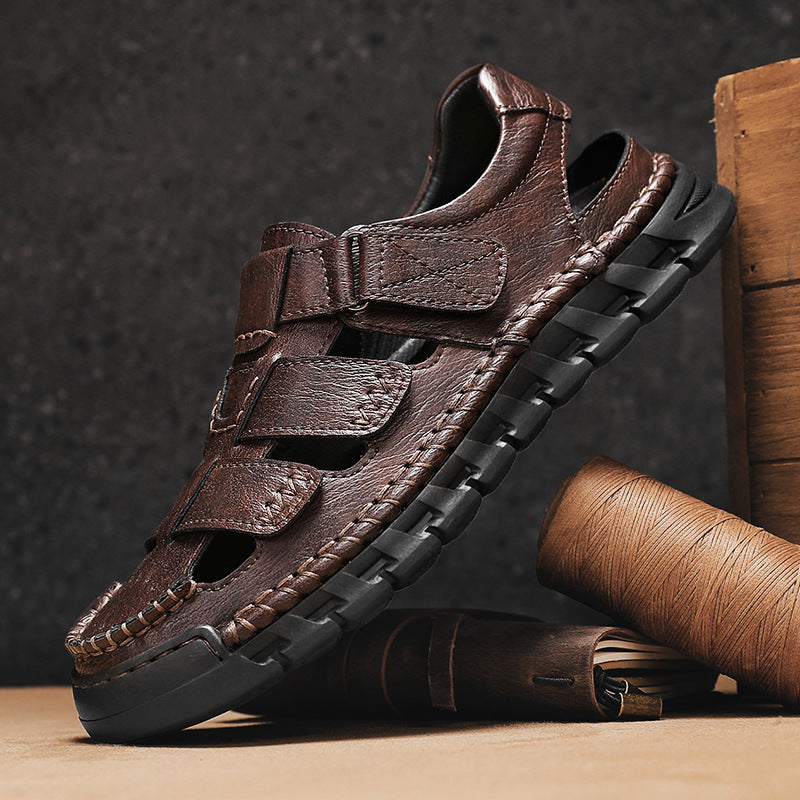 Men's Simple All-match Leather Non-slip Sandals   (Available)