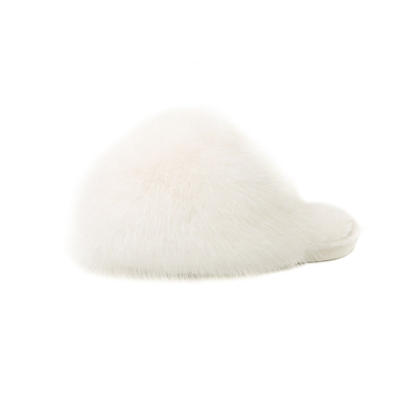 Women's Plus-size Solid Color Fluffy Big Furry Slippers