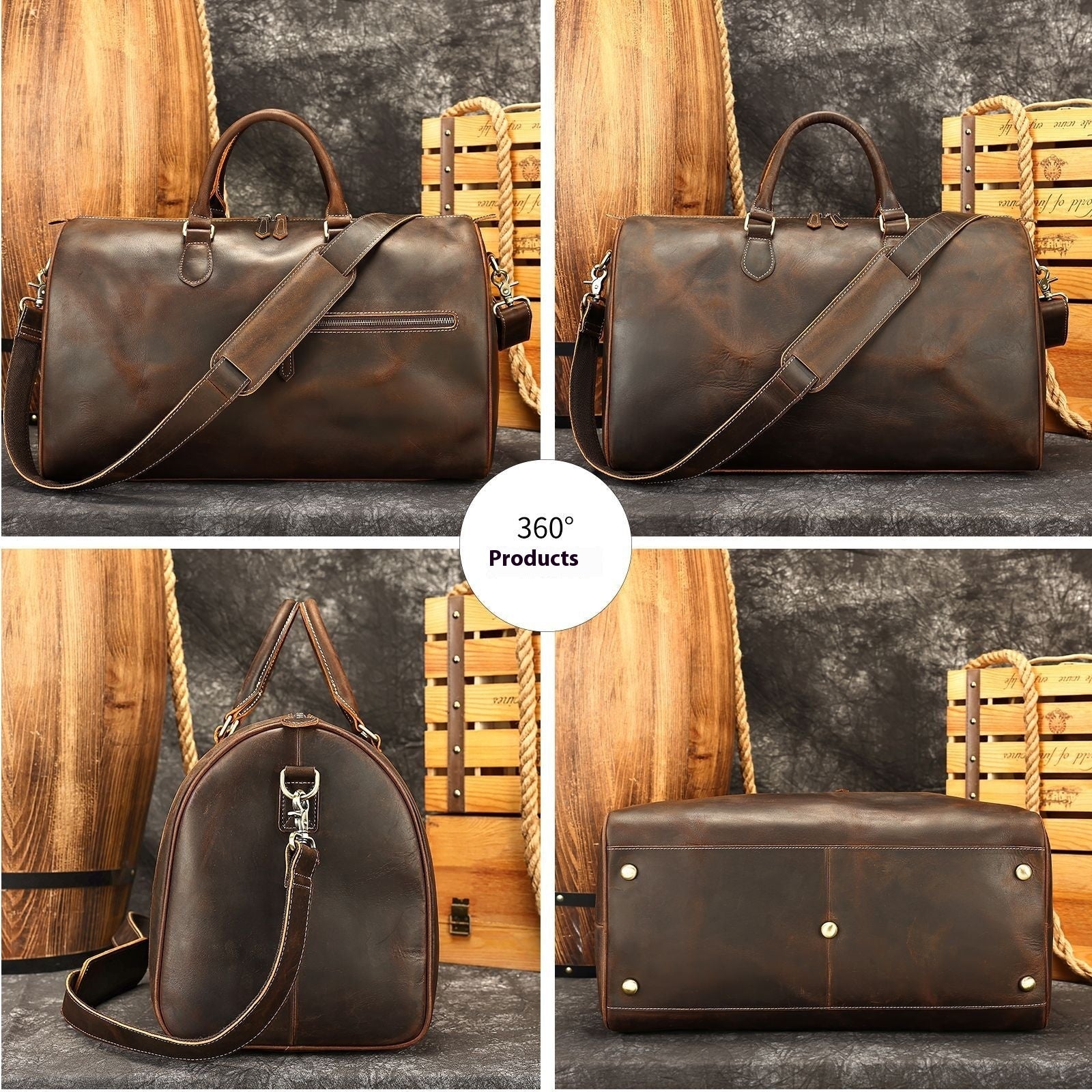 Travel Vintage Leather Large-capacity Crossbody Bag