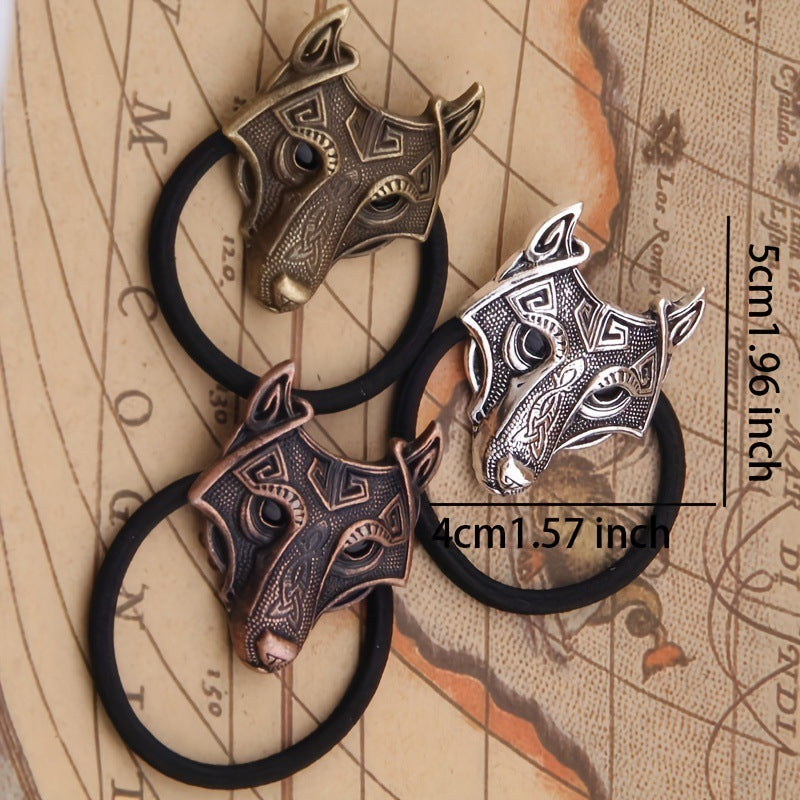 Viking Celtic Wolf Leather Rope Female Hair Band Animal Hair Ring