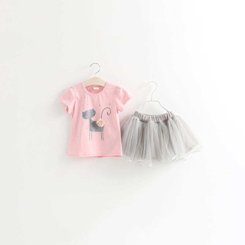 Fashion Girl Cartoon Cute Short Skirt Two-piece Suit