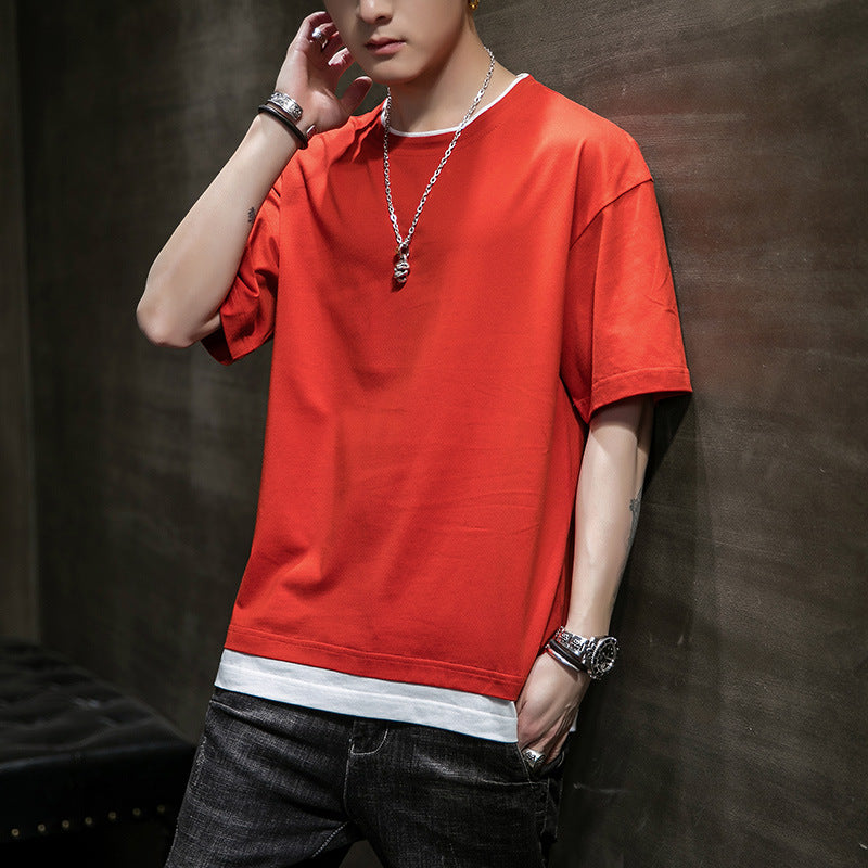 Solid color printed T-shirt