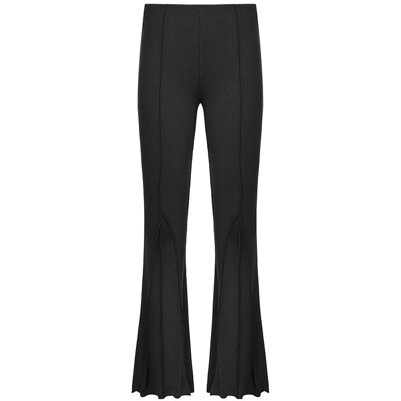 Women's Solid Color Low Waist Reverse Car Casual Flared Pants