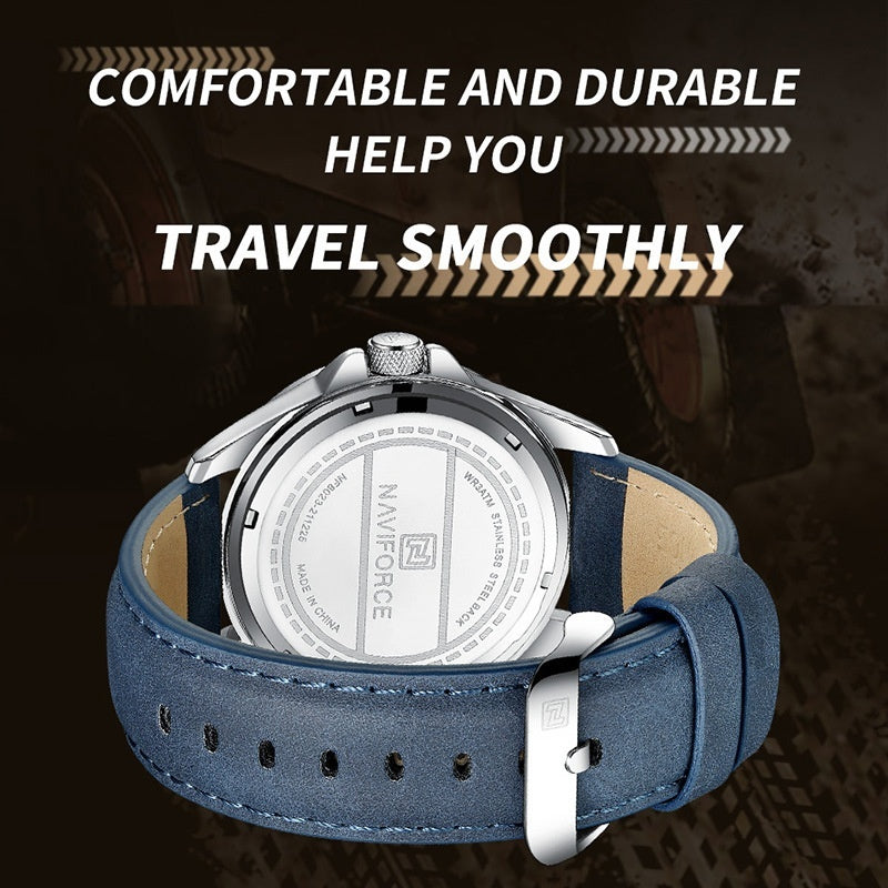 NAVIFORCE Brand Men Fashion Quartz Watches Male Leather Stra