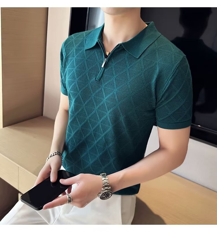 Men's Short Sleeved T Shirt Lapel