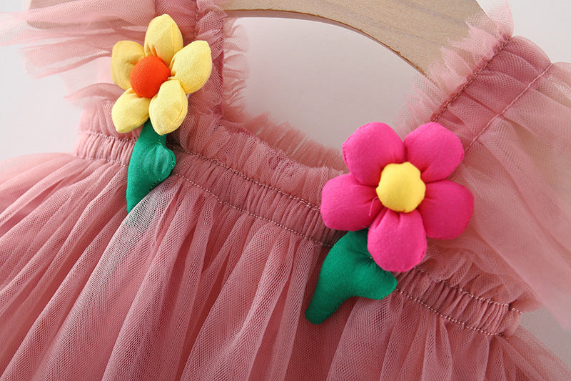 Flounced Sleeve Baby Girl Pettiskirt Princess Dress