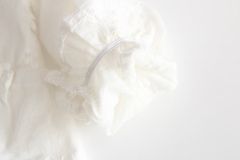 Sweet Young Girl Pure White Embroidered Romper