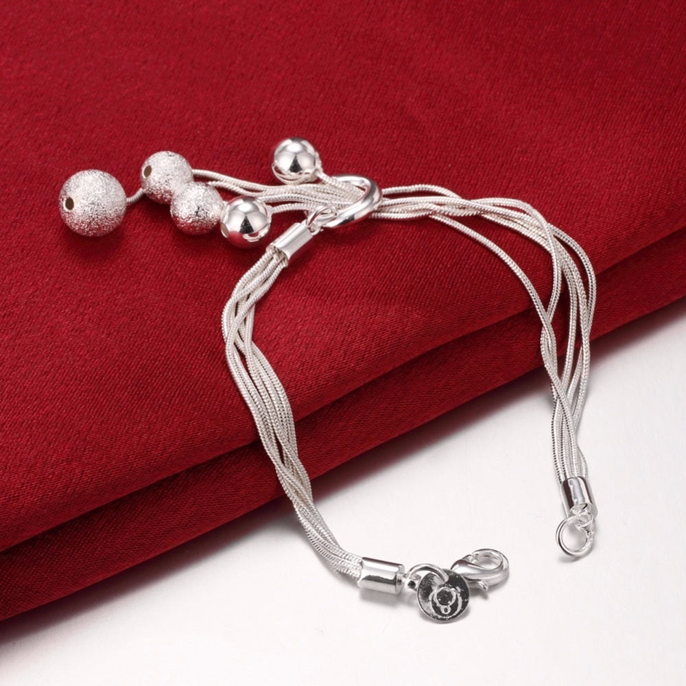 Five Thread Bead Necklace Bracelet Earring Set