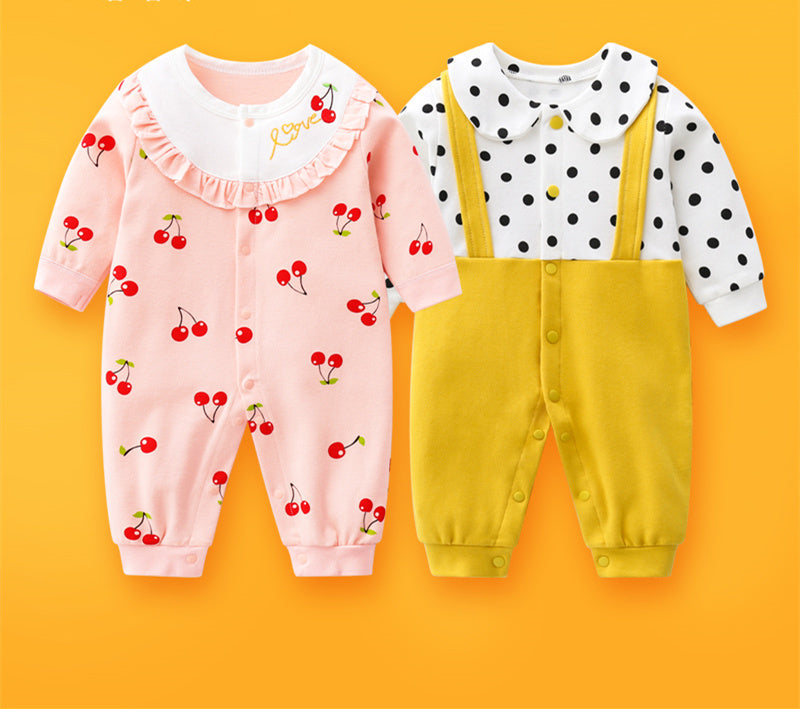 2-piece Newborn Baby Summer Baby Romper Long-sleeved Romper Newborn Baby Jumpsuit