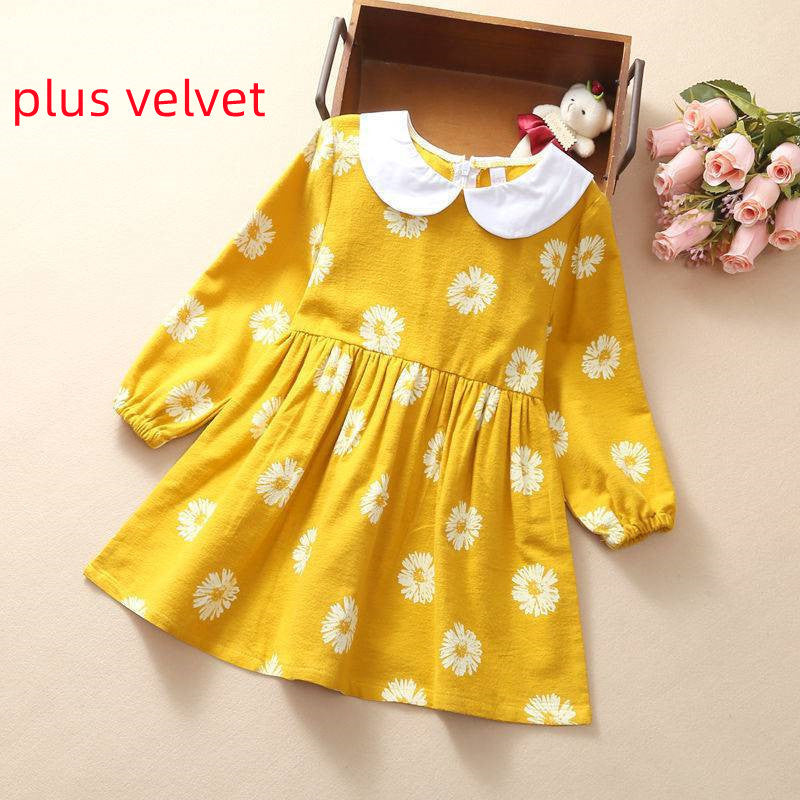 Girls Doll Collar Plaid Princess Dress