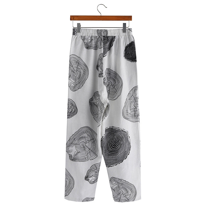 Elastic waist printed carrot pants