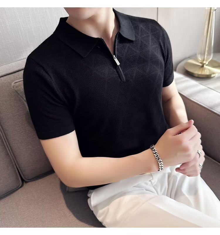 Men's Short Sleeved T Shirt Lapel