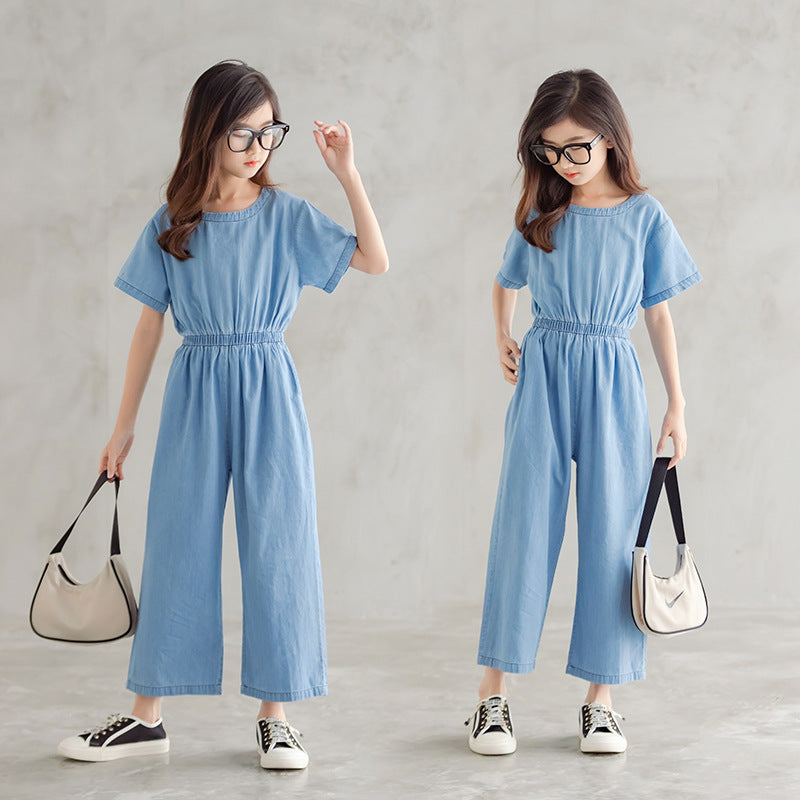 CUHK Girl Korean Style One-piece Wide-leg Pants