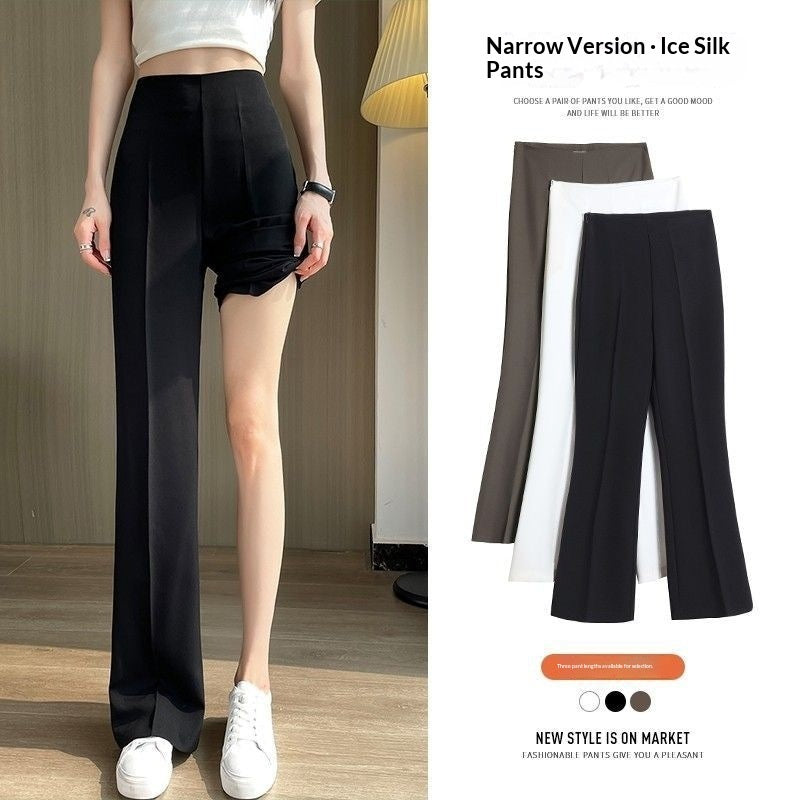 Womens High-Waisted Straight Pants With Side Zipper