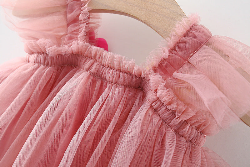 Flounced Sleeve Baby Girl Pettiskirt Princess Dress