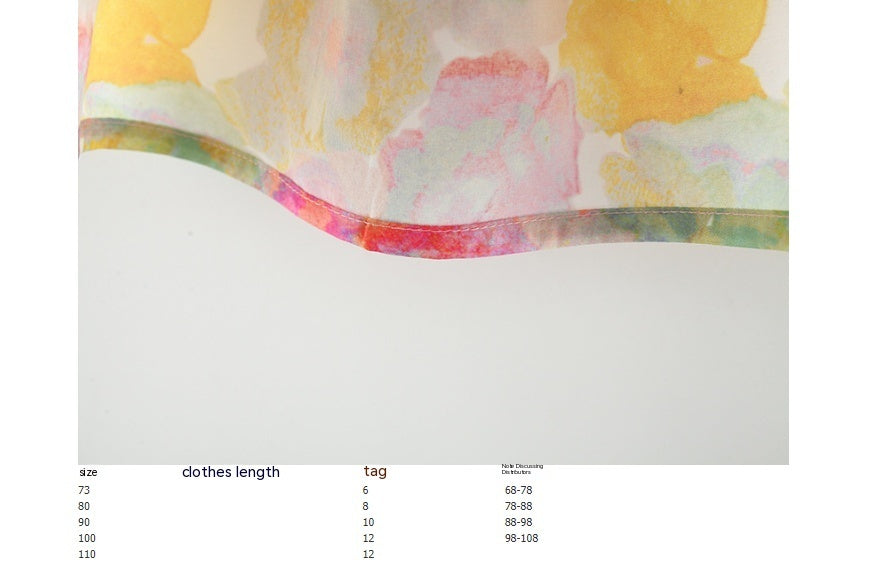 Sleeveless Girls New Printed Sling Backless Cotton Fashionable Princess Dress