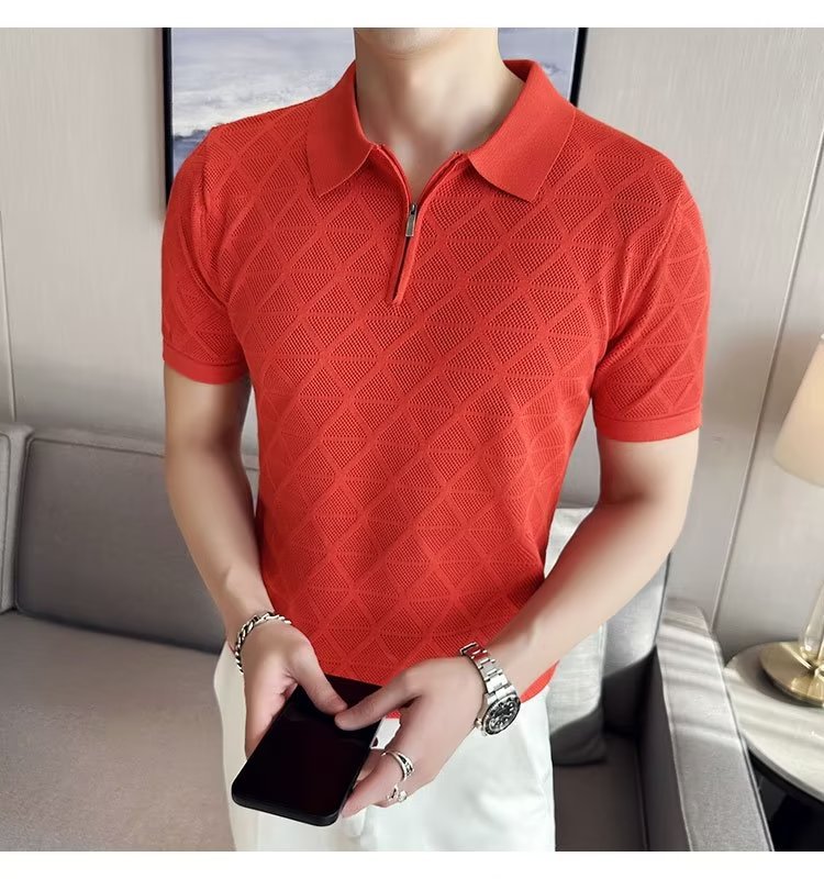 Men's Short Sleeved T Shirt Lapel