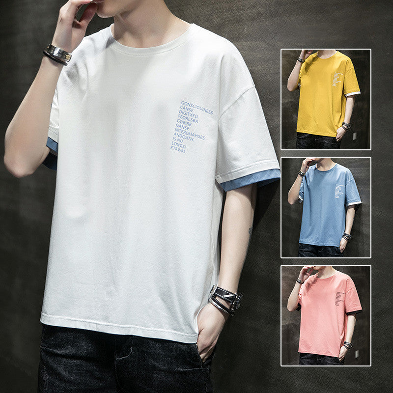 Men's cotton casual short sleeve T-shirt