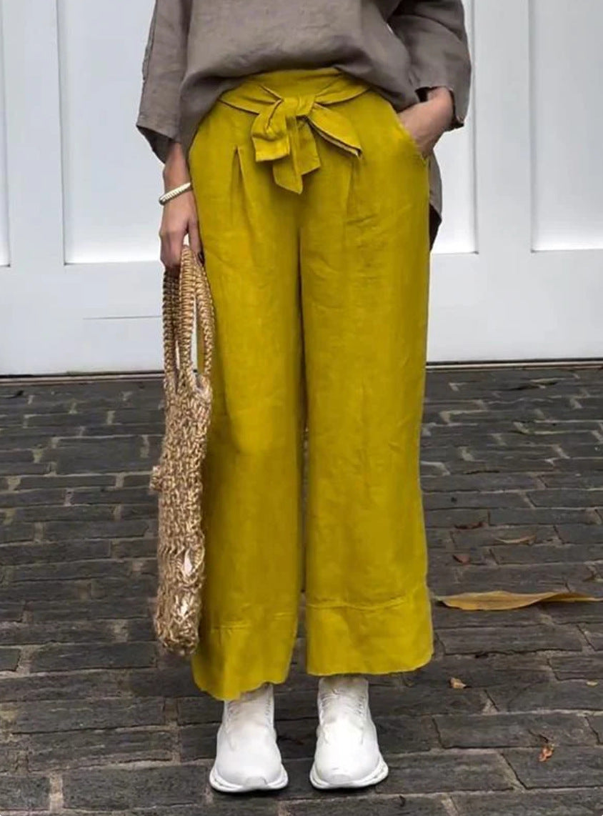 Women's Lightweight Adjustable High Waist Loose Trousers With Pockets