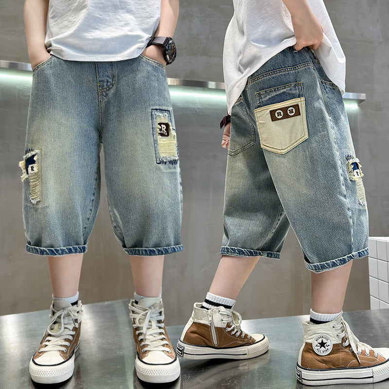 Boy Summer Clothing Shorts Thin Denim