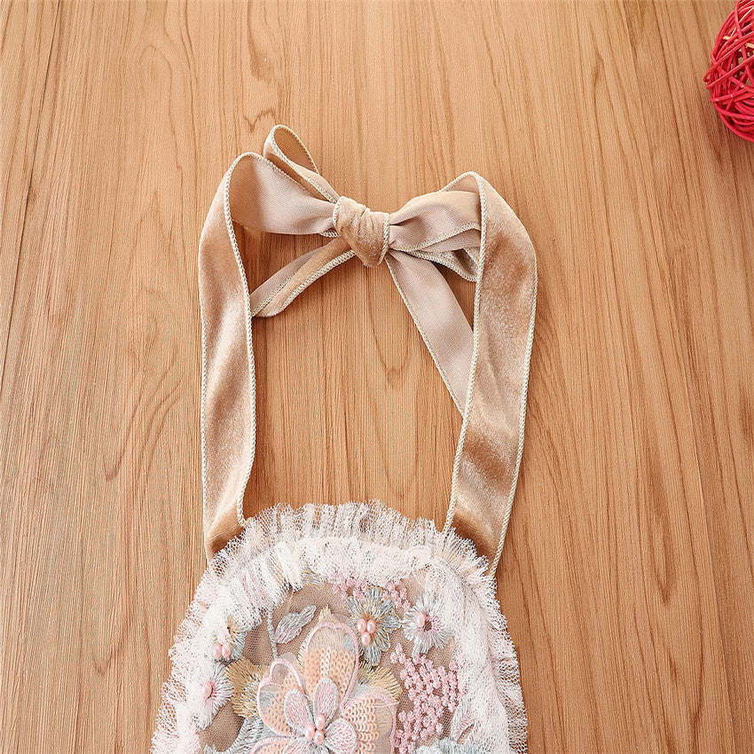 Newborn Clothing Sweet Romper Summer Baby Girl Embroidered Mesh Bodysuit
