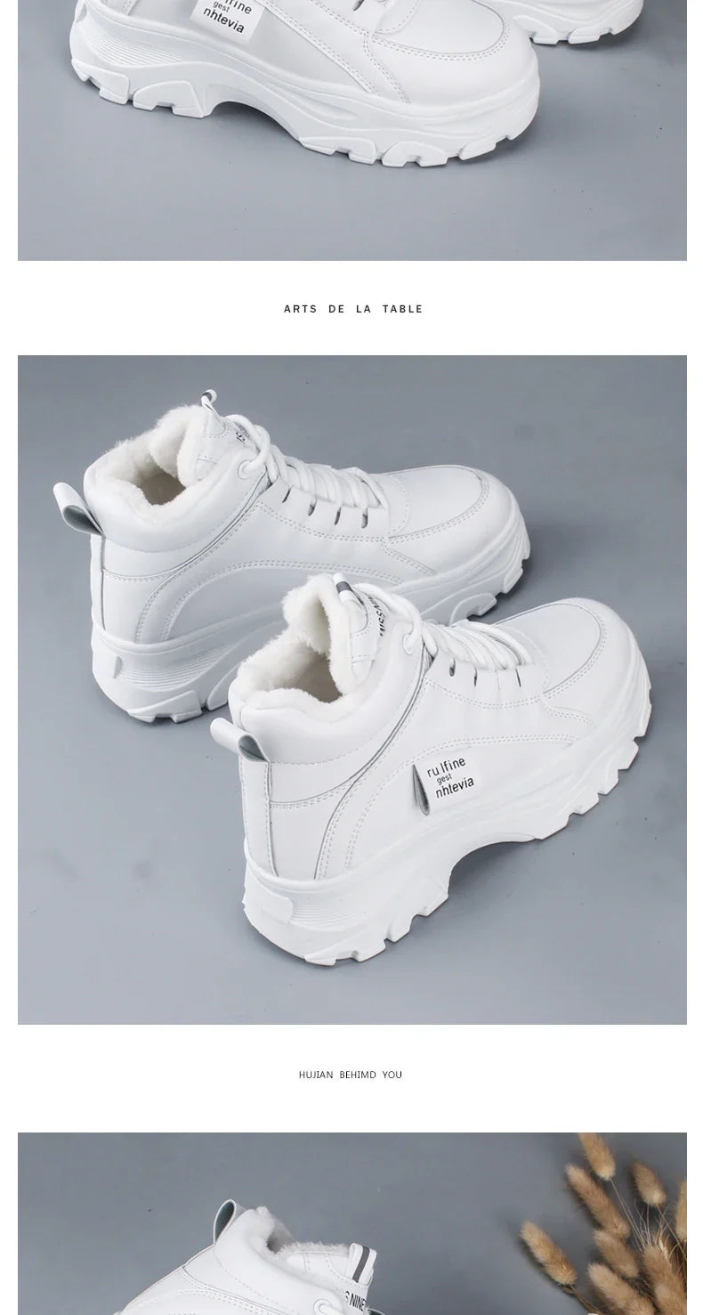 Women's casual sneakers; winter sneakers with plush fur; warm women's shoes; women's shoes with lacing women's shoes on Fashion