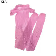 New Fashion Girls Tights Toddler Kids Baby Rhinestone Fishnet Tights Girls Children Mesh Stockings Hollow Out Pantyhose Fish Net