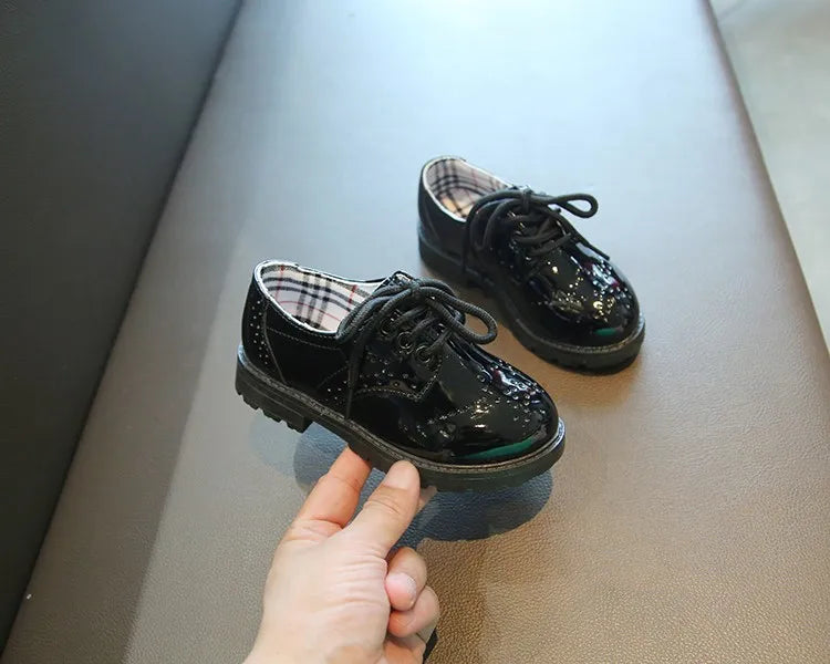 Children's Leather Shoes Round Toe Lace-up Elegant Spring Soft Comfy 21-37 Baroque Style Kids Casual Shoe Boys Girls Flat Shoes