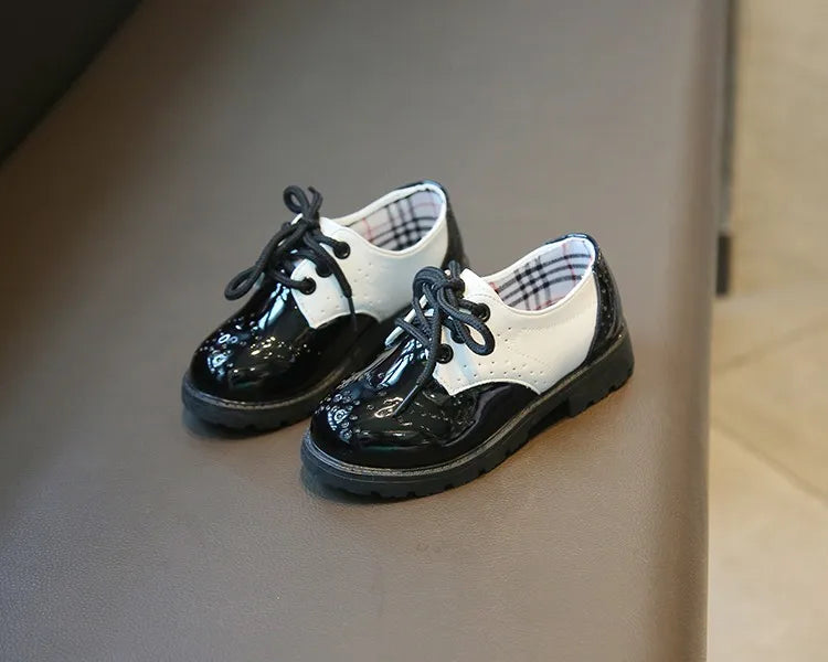 Children's Leather Shoes Round Toe Lace-up Elegant Spring Soft Comfy 21-37 Baroque Style Kids Casual Shoe Boys Girls Flat Shoes