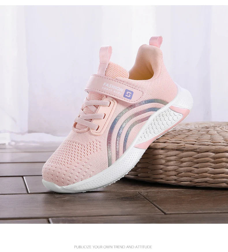 Girls Running Shoes Child White Mesh Sneakers Student Kids Summer Female Fashion Children Autumn Colorful Sport Shoes Light