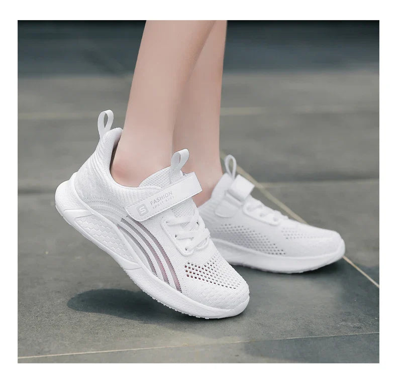 Girls Running Shoes Child White Mesh Sneakers Student Kids Summer Female Fashion Children Autumn Colorful Sport Shoes Light