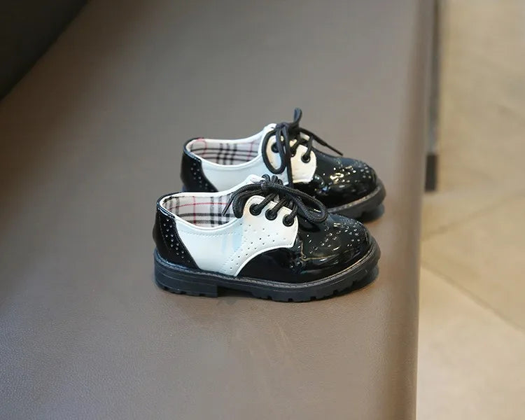 Children's Leather Shoes Round Toe Lace-up Elegant Spring Soft Comfy 21-37 Baroque Style Kids Casual Shoe Boys Girls Flat Shoes