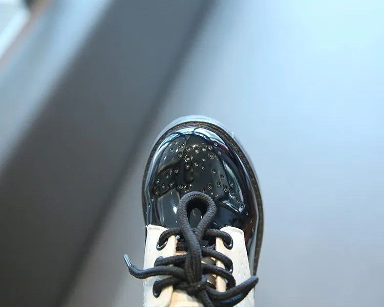 Children's Leather Shoes Round Toe Lace-up Elegant Spring Soft Comfy 21-37 Baroque Style Kids Casual Shoe Boys Girls Flat Shoes