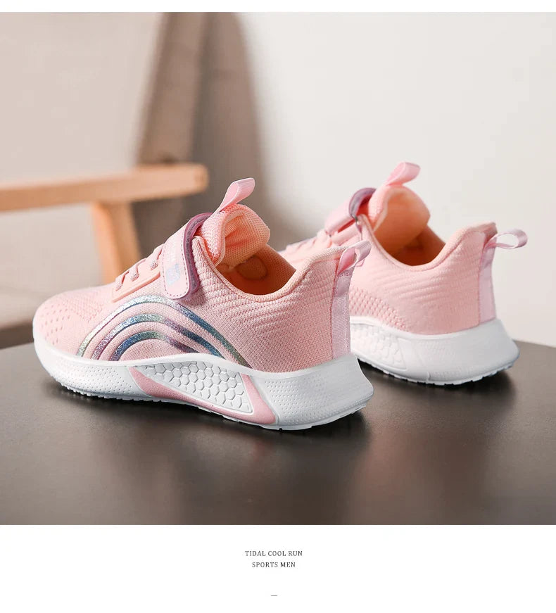 Girls Running Shoes Child White Mesh Sneakers Student Kids Summer Female Fashion Children Autumn Colorful Sport Shoes Light