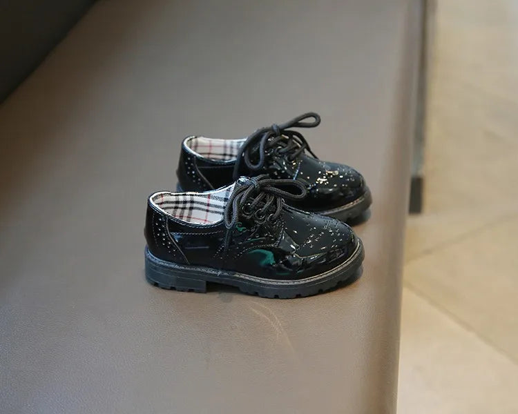 Children's Leather Shoes Round Toe Lace-up Elegant Spring Soft Comfy 21-37 Baroque Style Kids Casual Shoe Boys Girls Flat Shoes