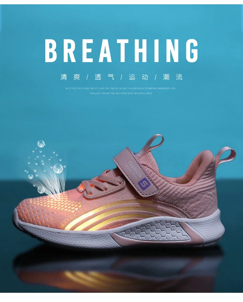 Girls Running Shoes Child White Mesh Sneakers Student Kids Summer Female Fashion Children Autumn Colorful Sport Shoes Light