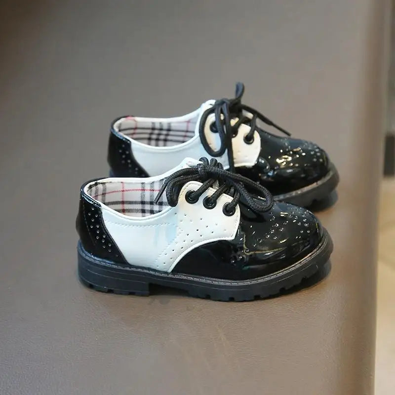 Children's Leather Shoes Round Toe Lace-up Elegant Spring Soft Comfy 21-37 Baroque Style Kids Casual Shoe Boys Girls Flat Shoes