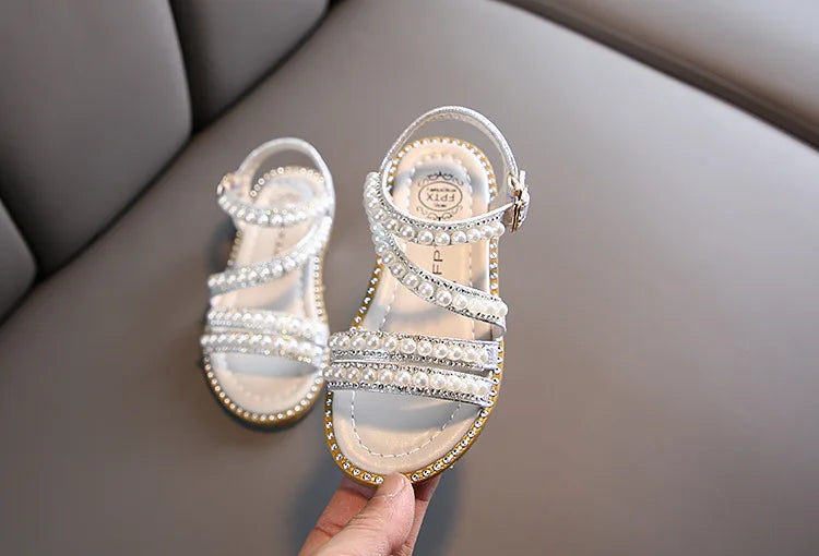 Girl Sandals Summer Fashion Kids Baby Girls Bling Rhinestone Princess Single Sandals For Little Big Girl's Shoes